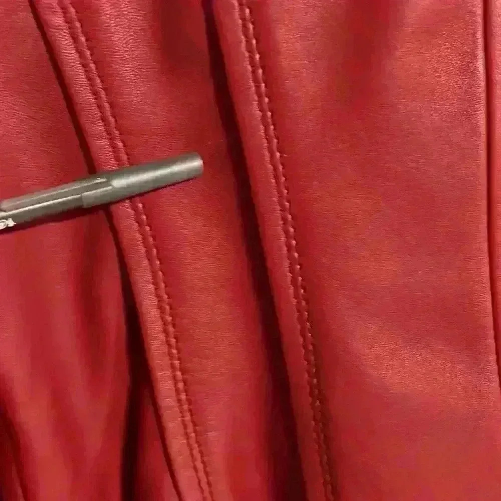 Jones New York Red genuine  Leather Blazer/Jacket coat fitted size small - Picture 10 of 12